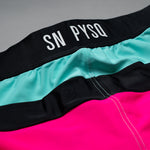 SN Clo. Mens Physique Board Shorts - Turquoise / Pink / Black