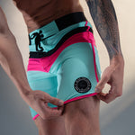 SN Clo. Mens Physique Board Shorts - Turquoise / Pink / Black