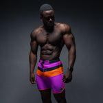 SN Clo. Mens Physique Board Shorts - Purple / Orange / Black