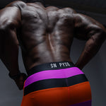 SN Clo. Mens Physique Board Shorts - Purple / Orange / Black