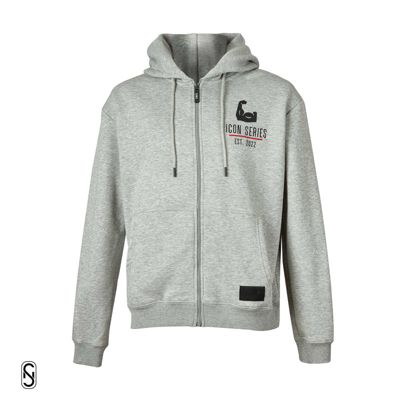 Grey Marl Zip Up Regular Fit Hoodie