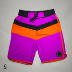 SN Clo. Mens Physique Board Shorts - Purple / Orange / Black