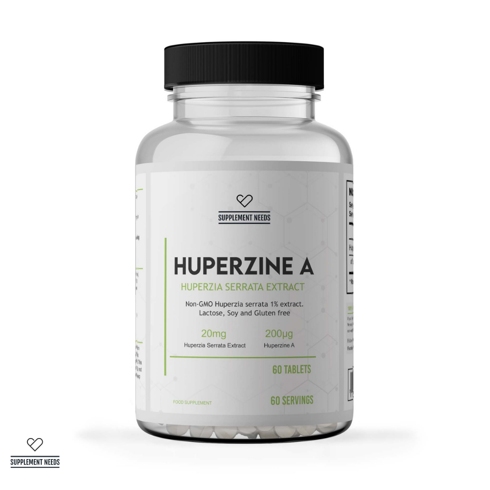 Supplement Needs Health Range Huperzine A Huperzia Serrata 1% Memory Choline Acetylcholine esterase inhibitor ACh 20mg 200mcg Lactose Soy Gluten Free 60 tablets servings brain health nootropic