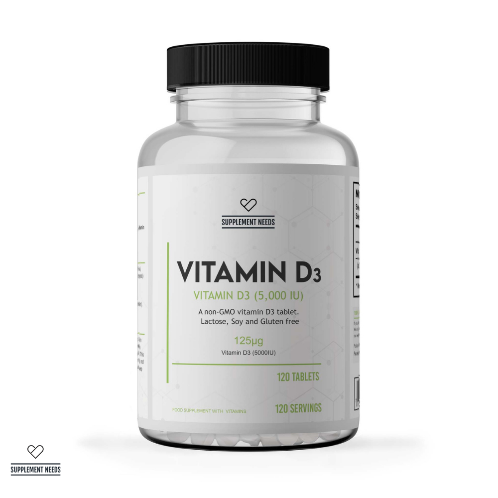 Supplement Needs Vitamin D3 120 tablets servings non vegan lanolin derived 5000 iu GMO Soy Lactose Gluten Free High Dose Fully Transparent Health Range