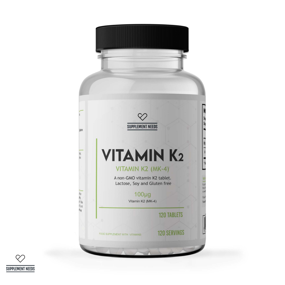 Supplement Needs Vitamin K2 120 tablets servings non vegan MK-4 synthetic menaquinone 100mcg non GMO Soy Lactose Gluten Free Health Range